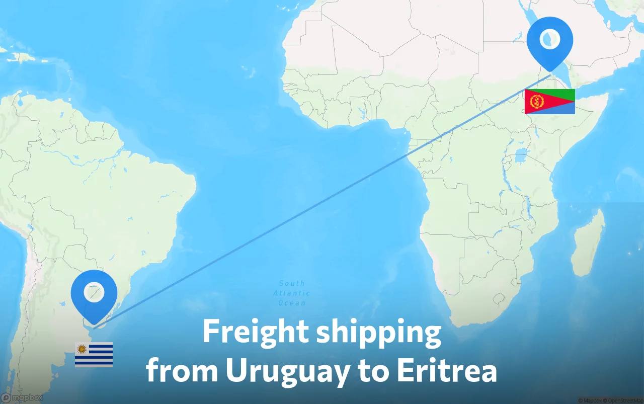 Shipping route from Uruguay to Eritrea
