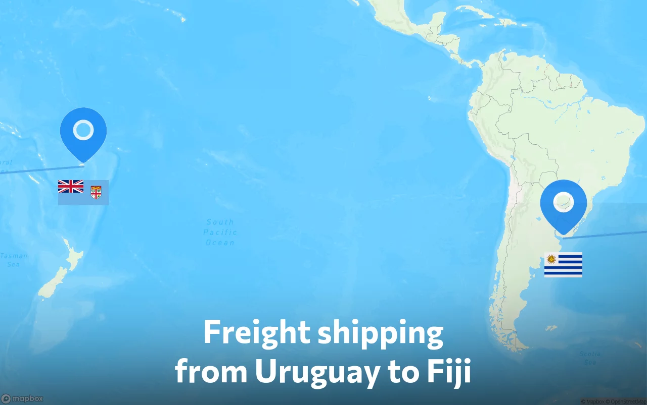 Shipping route from Uruguay to Fiji