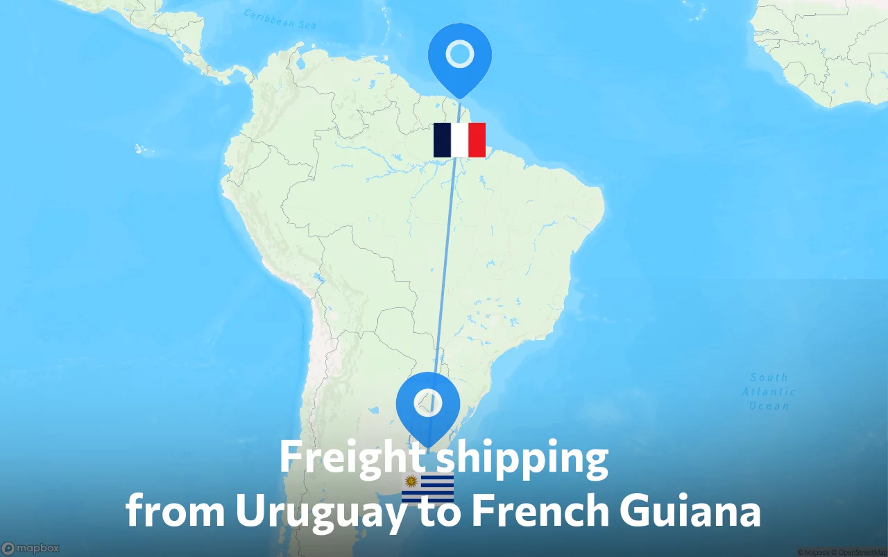 Shipping route from Uruguay to French Guiana