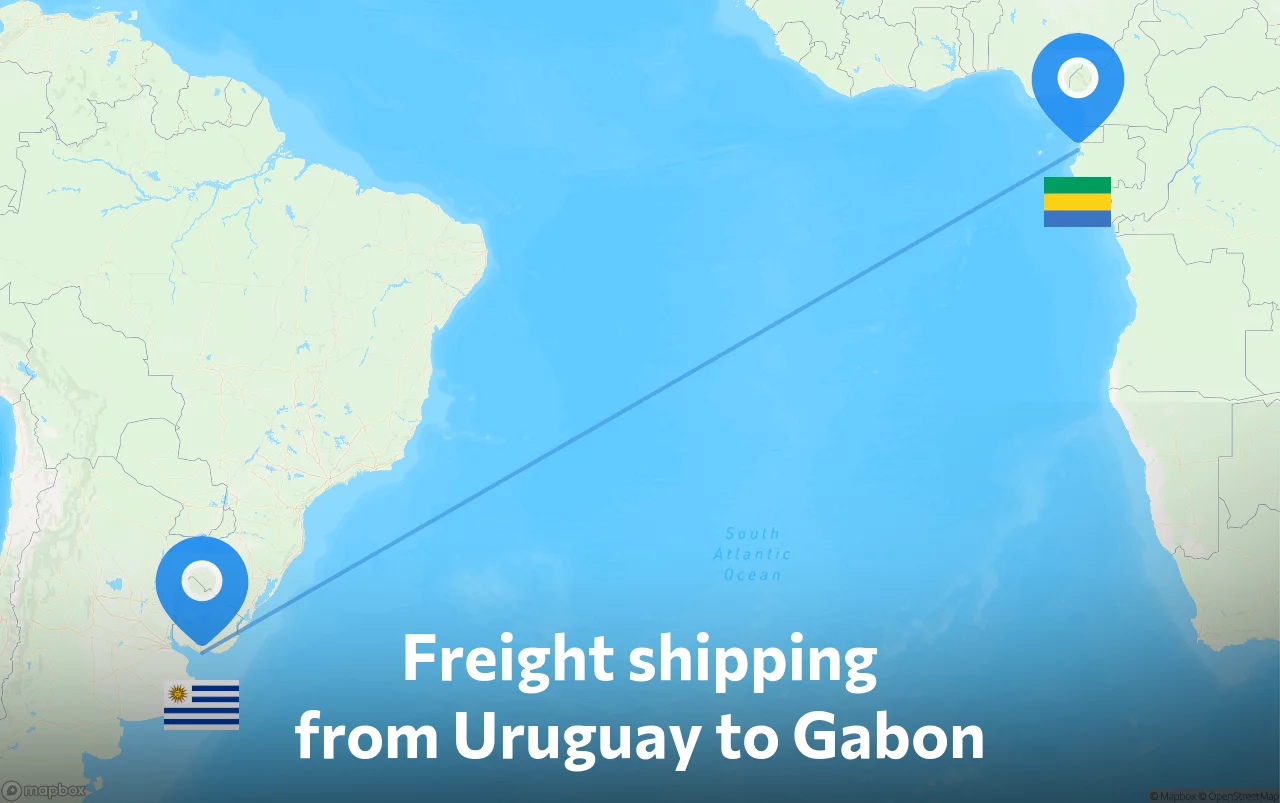 Shipping route from Uruguay to Gabon