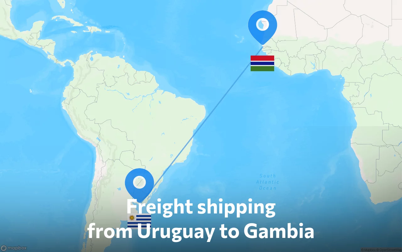 Shipping route from Uruguay to Gambia