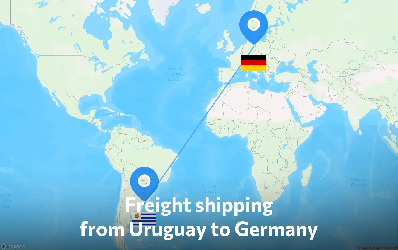 Shipping route from Uruguay to Germany