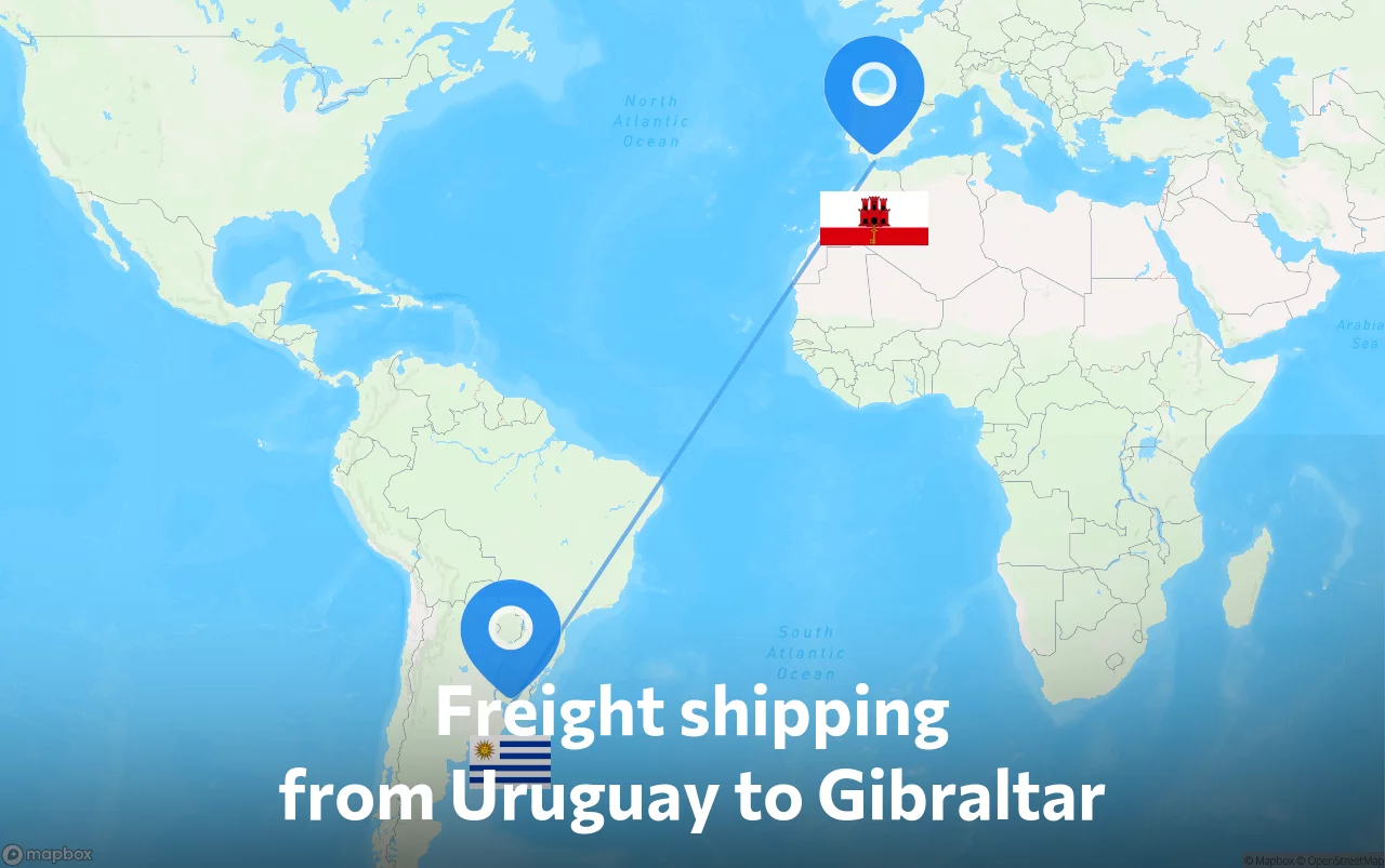 Shipping route from Uruguay to Gibraltar