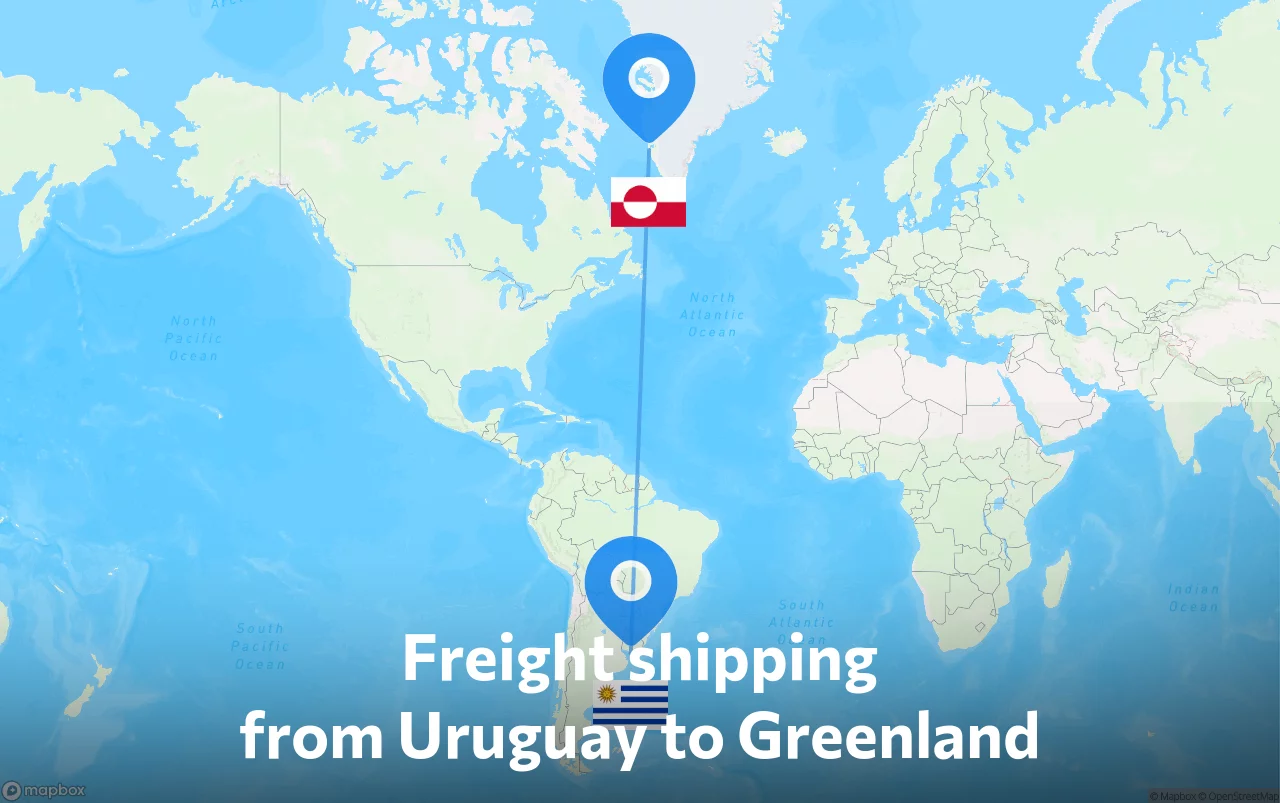 Shipping route from Uruguay to Greenland