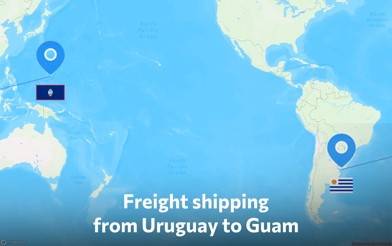 Shipping route from Uruguay to Guam