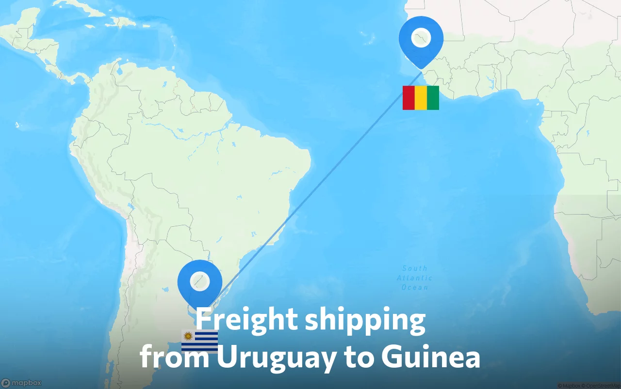 Shipping route from Uruguay to Guinea