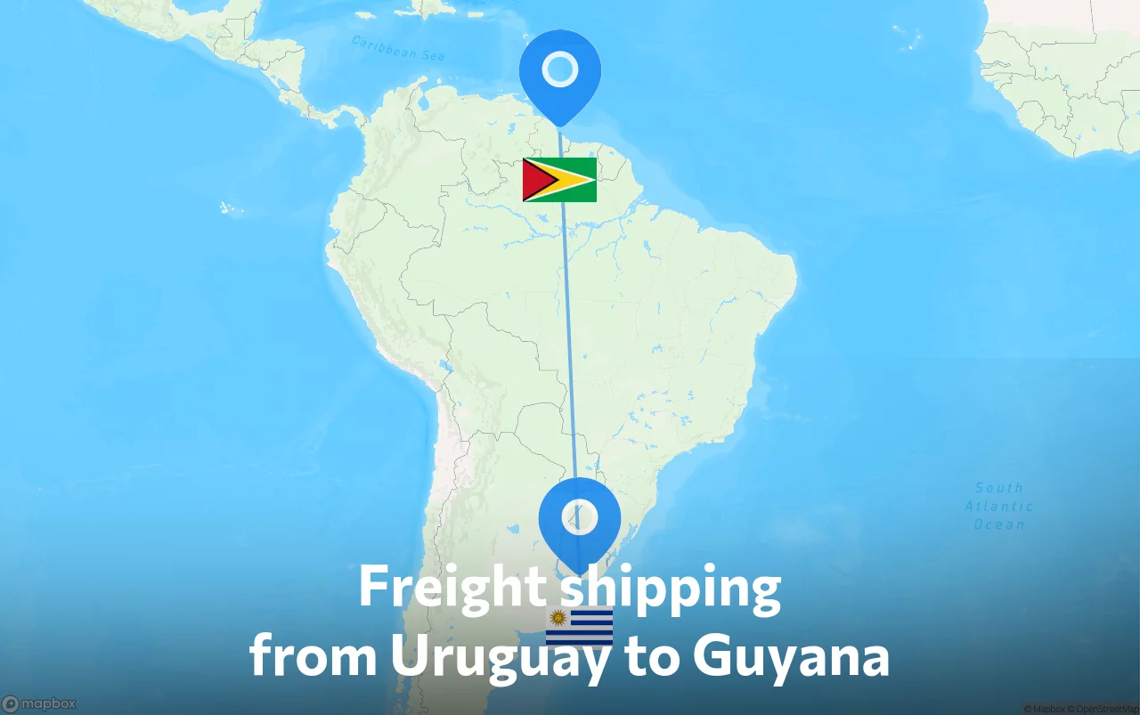 Shipping route from Uruguay to Guyana