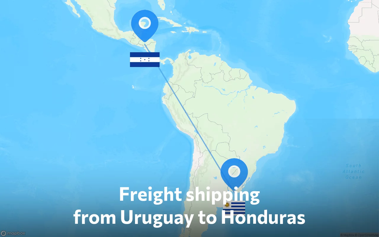 Shipping route from Uruguay to Honduras
