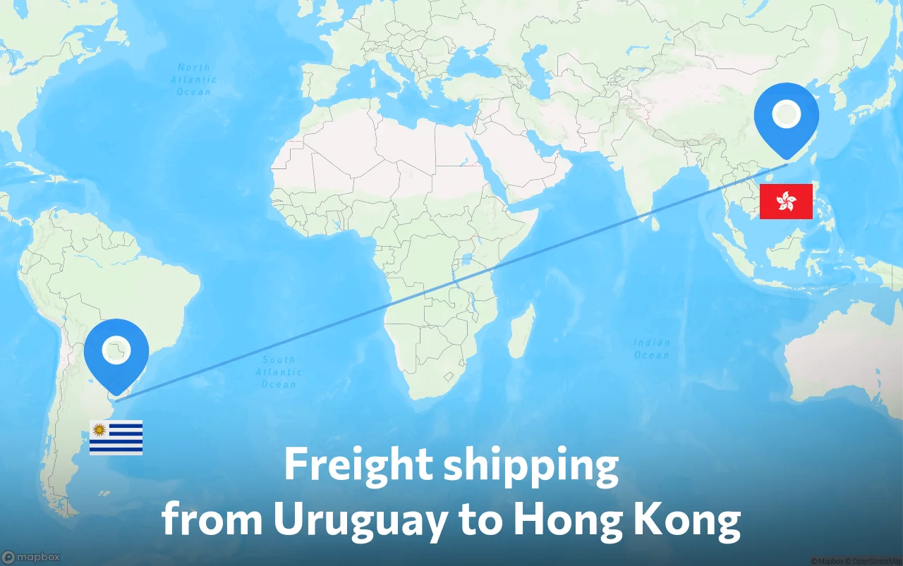 Shipping route from Uruguay to Hong Kong