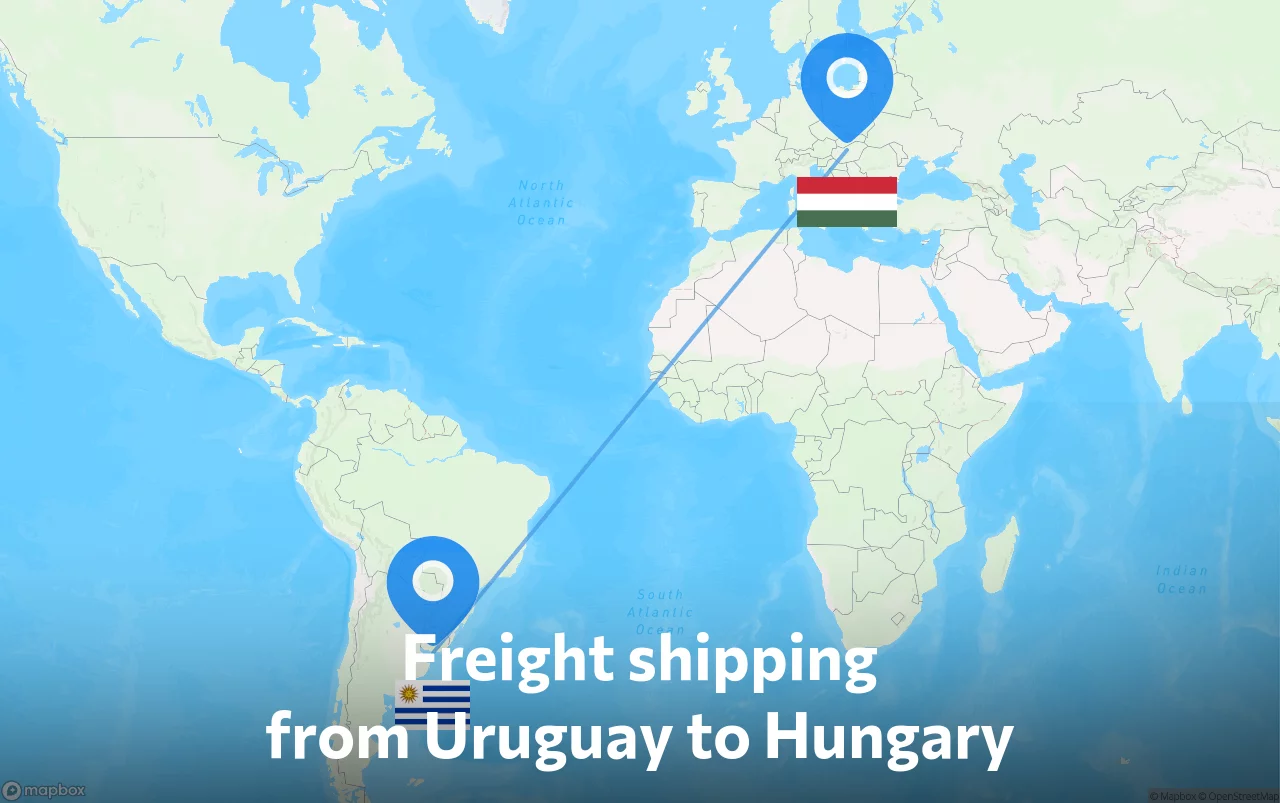 Shipping route from Uruguay to Hungary