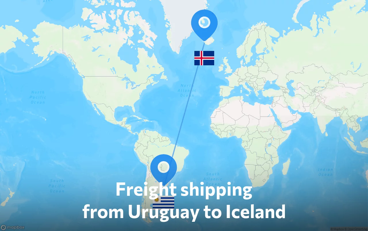 Shipping route from Uruguay to Iceland