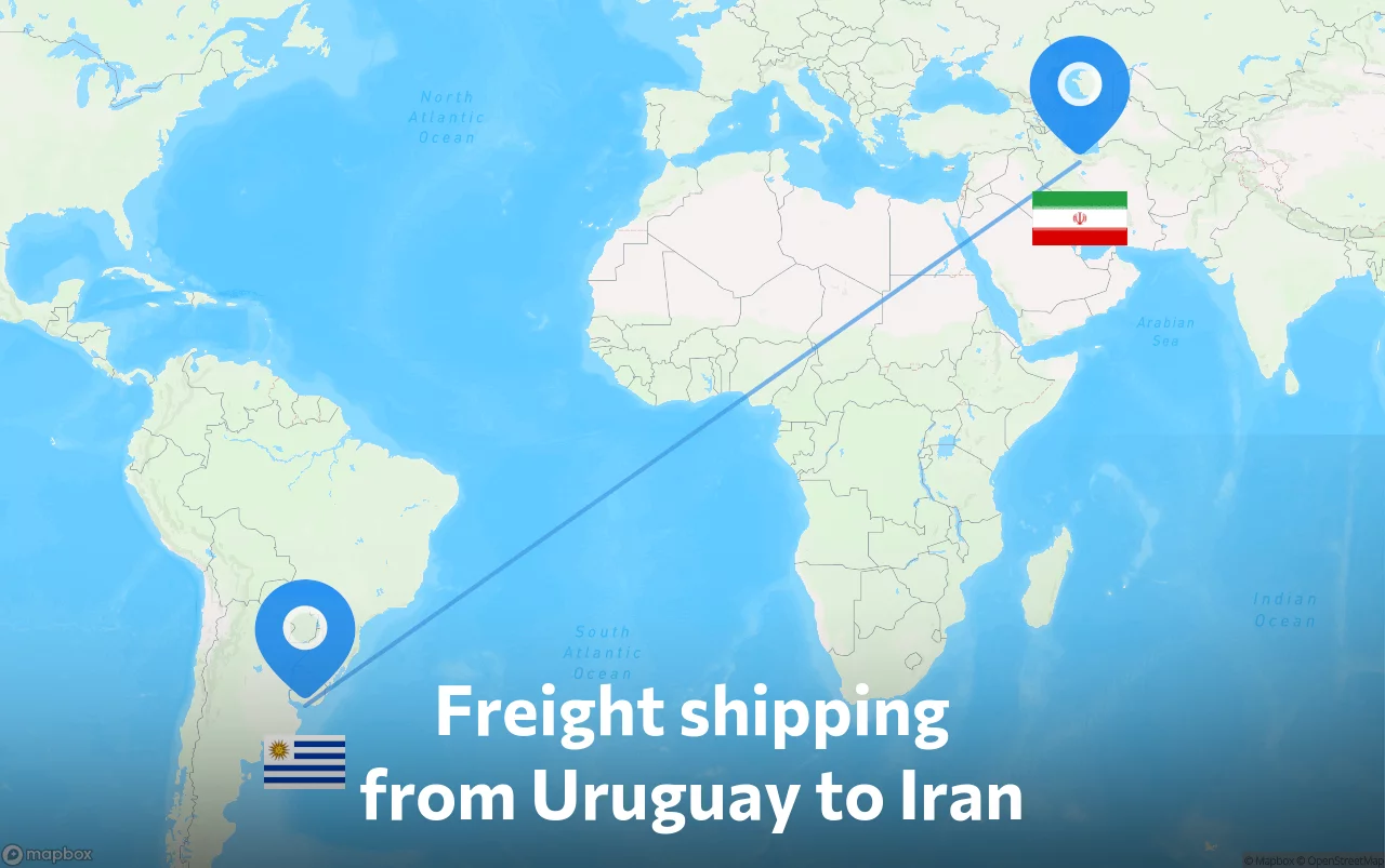 Shipping route from Uruguay to Iran