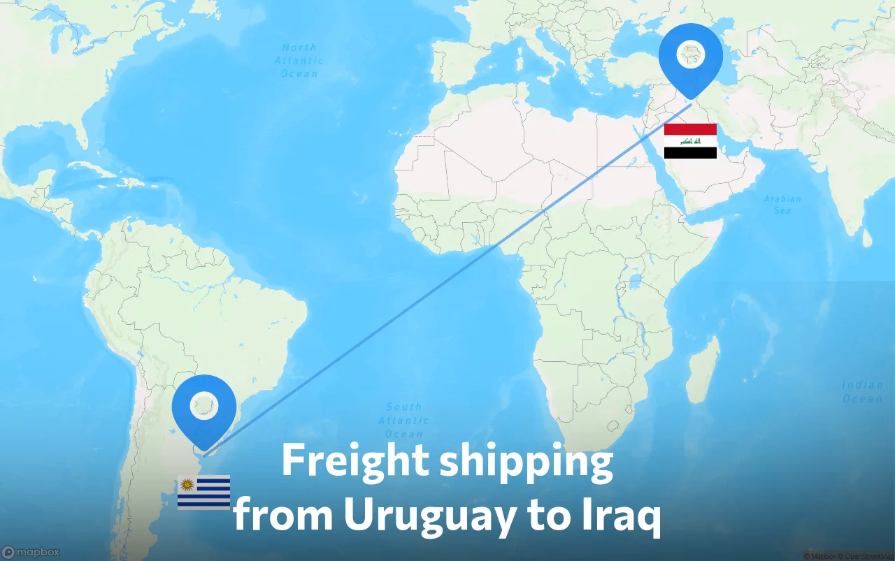 Shipping route from Uruguay to Iraq