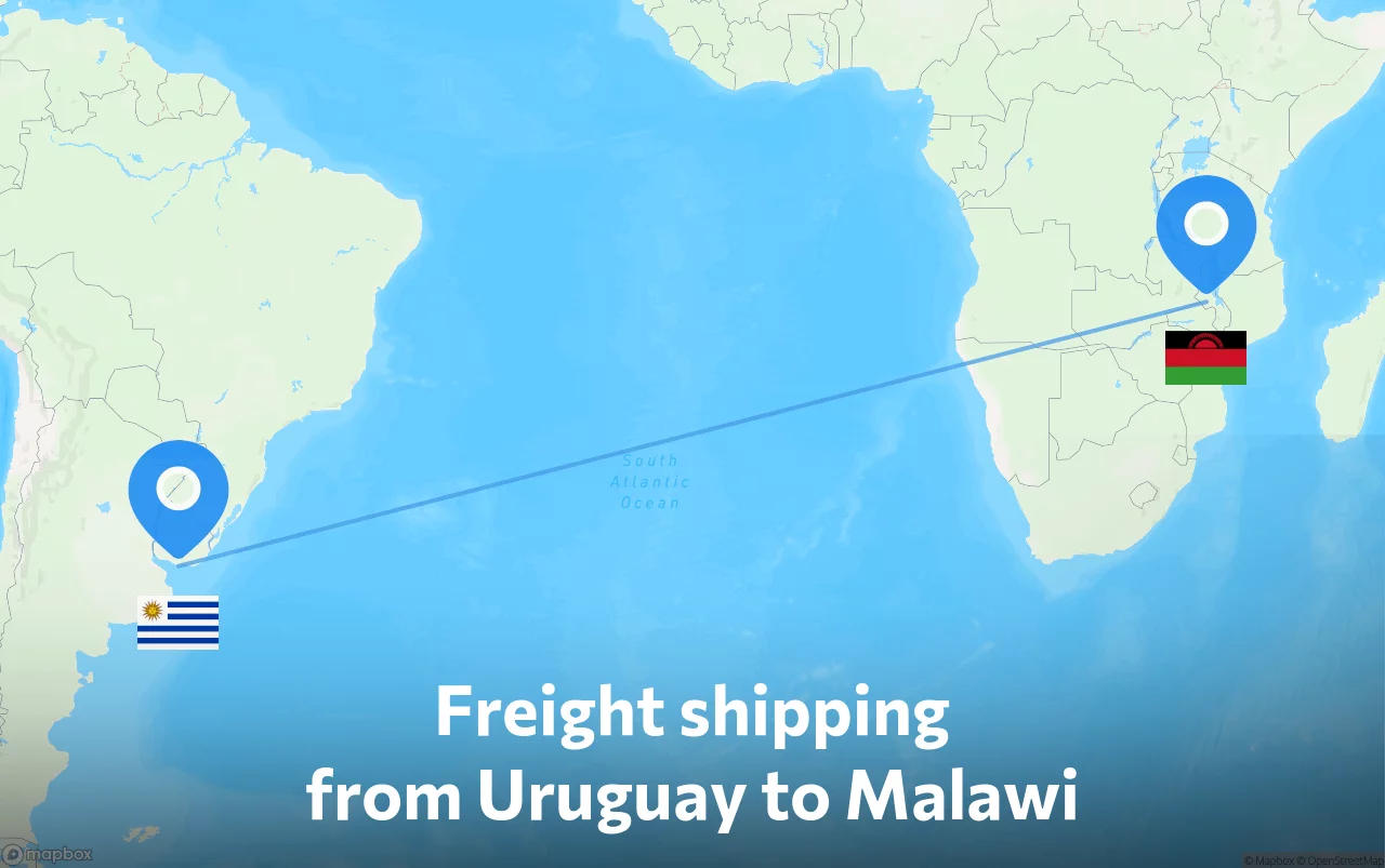 Shipping route from Uruguay to Malawi