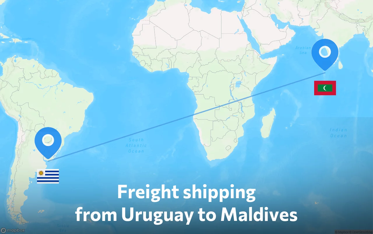 Shipping route from Uruguay to Maldives