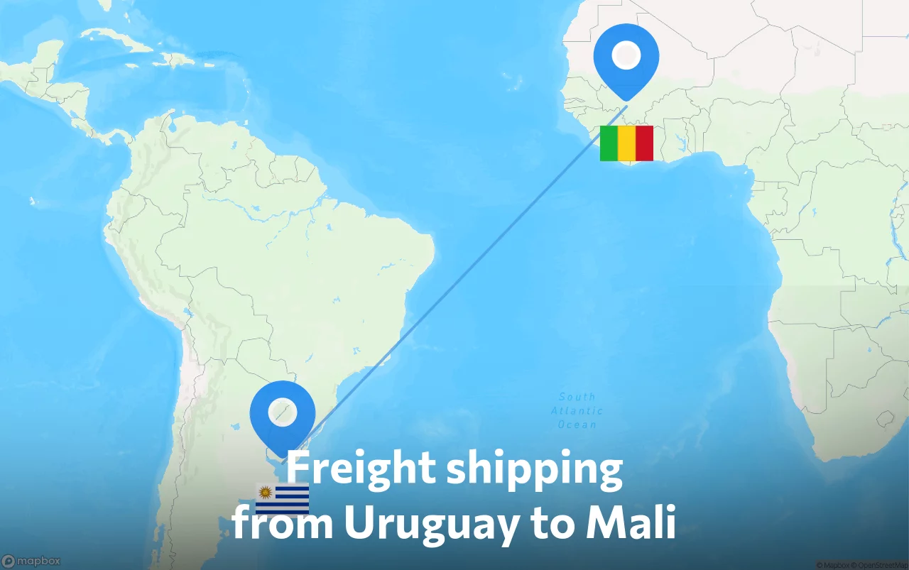 Shipping route from Uruguay to Mali