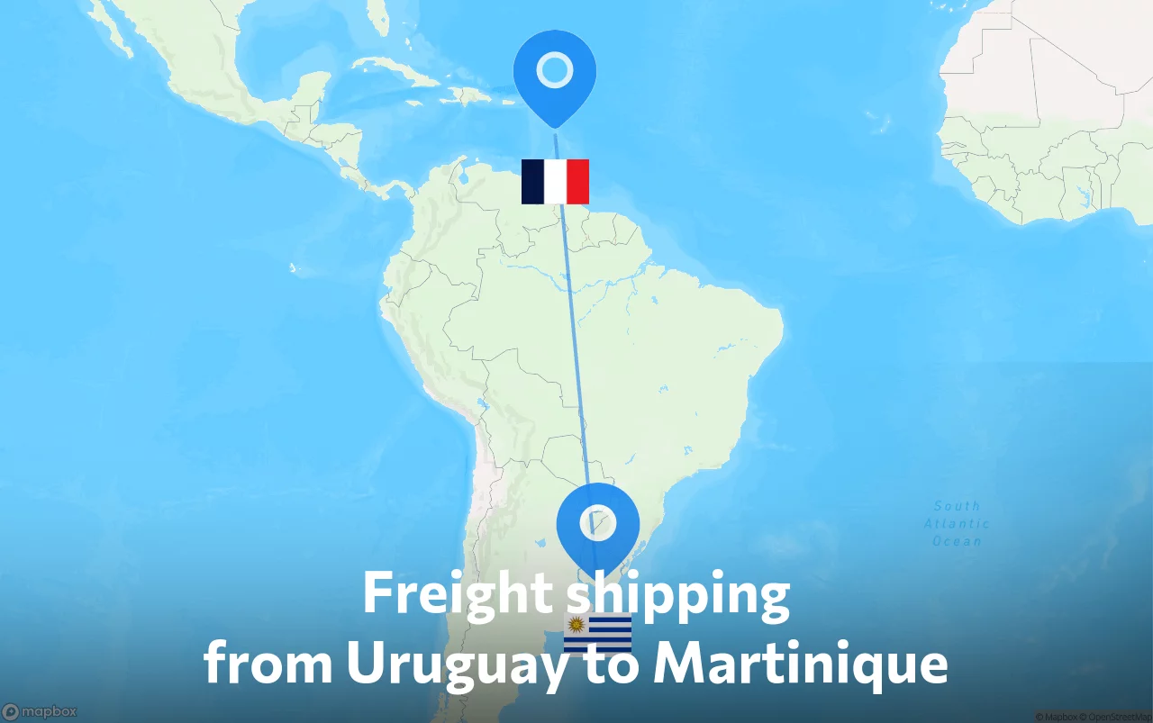 Shipping route from Uruguay to Martinique