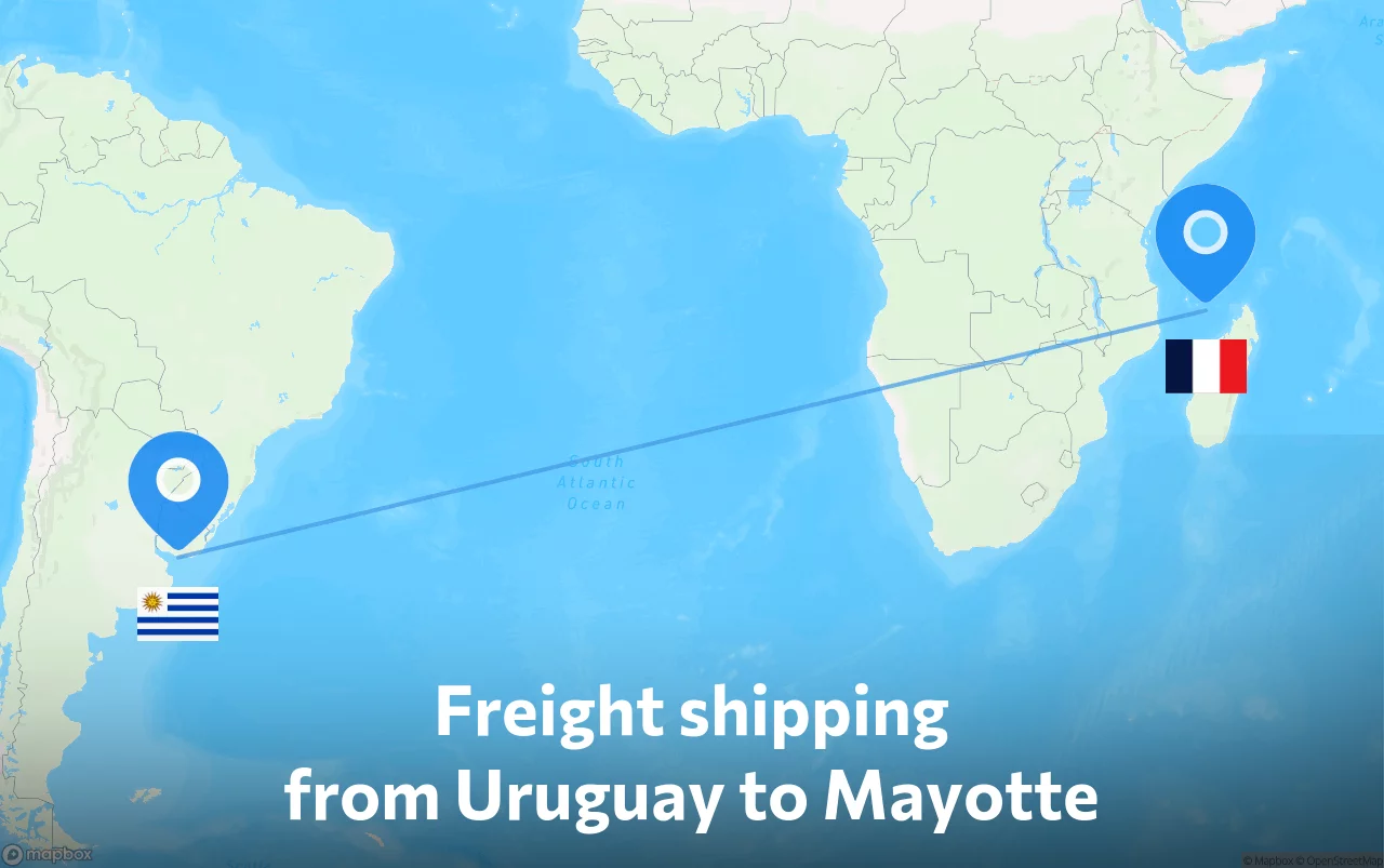 Shipping route from Uruguay to Mayotte