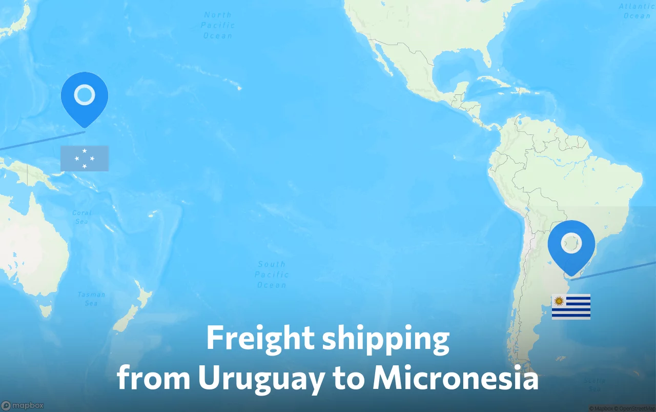 Shipping route from Uruguay to Micronesia