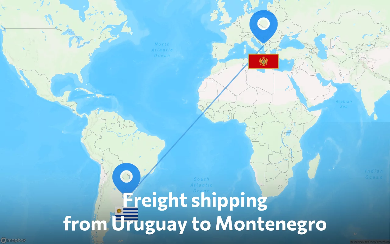 Shipping route from Uruguay to Montenegro