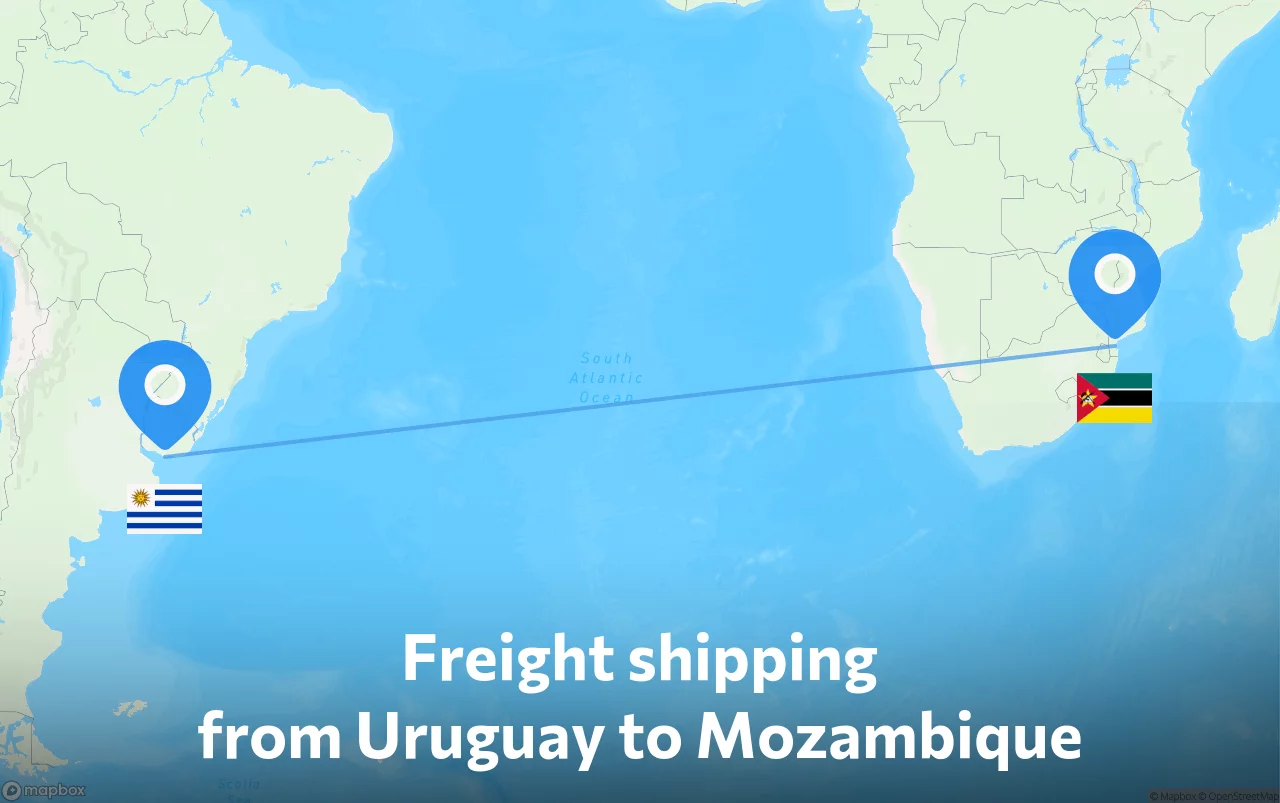 Shipping route from Uruguay to Mozambique