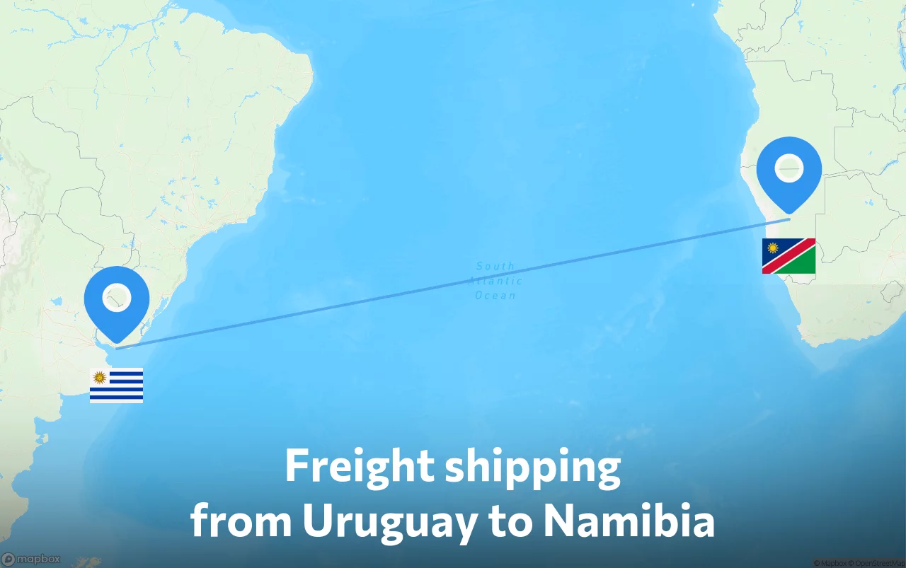 Shipping route from Uruguay to Namibia