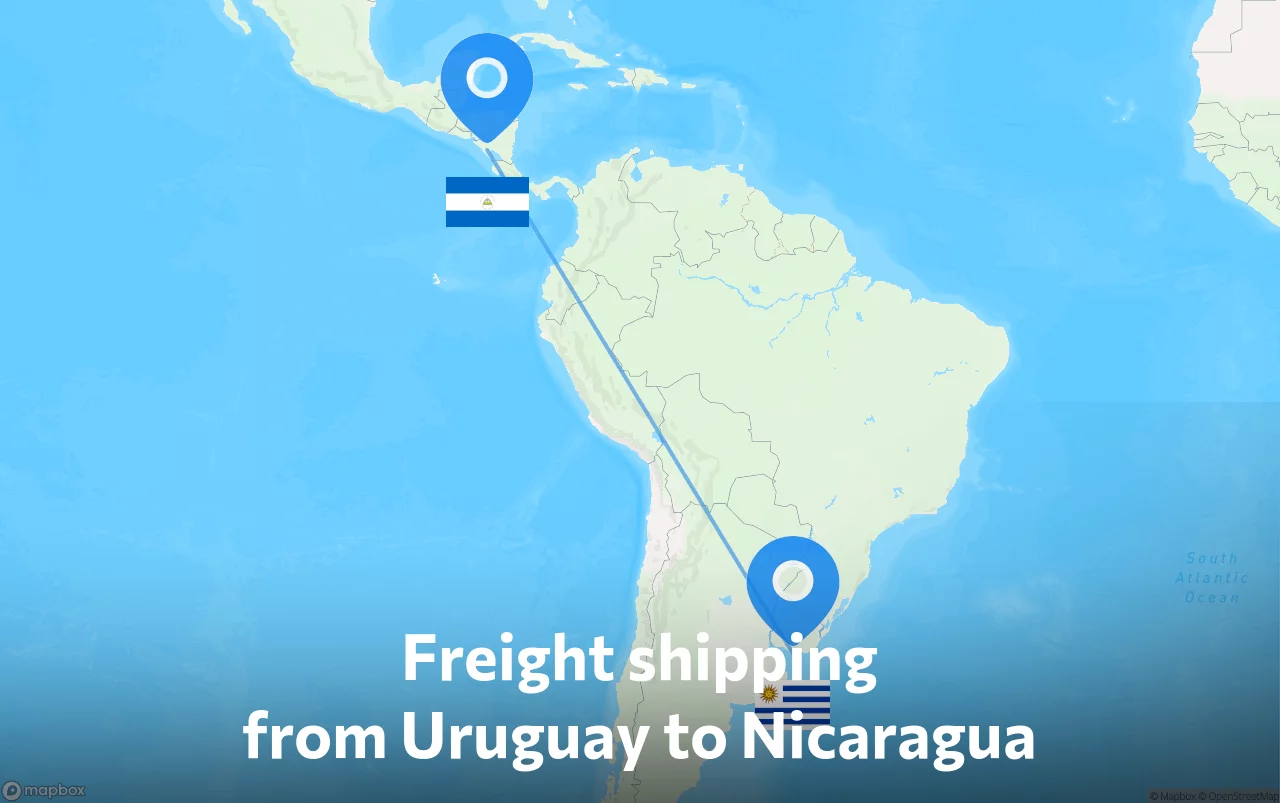 Shipping route from Uruguay to Nicaragua