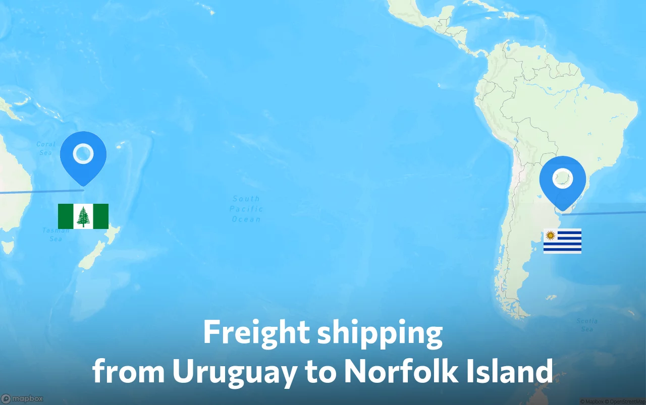 Shipping route from Uruguay to Norfolk Island