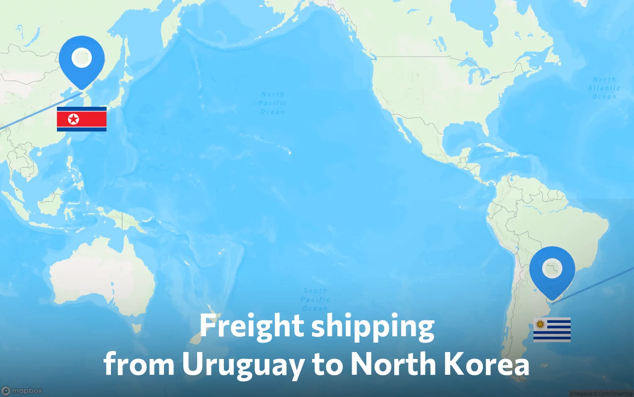 Shipping route from Uruguay to North Korea