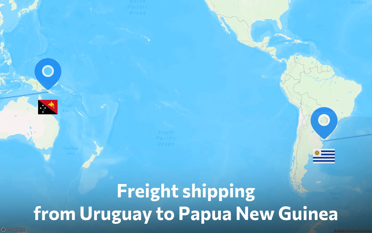 Shipping route from Uruguay to Papua New Guinea