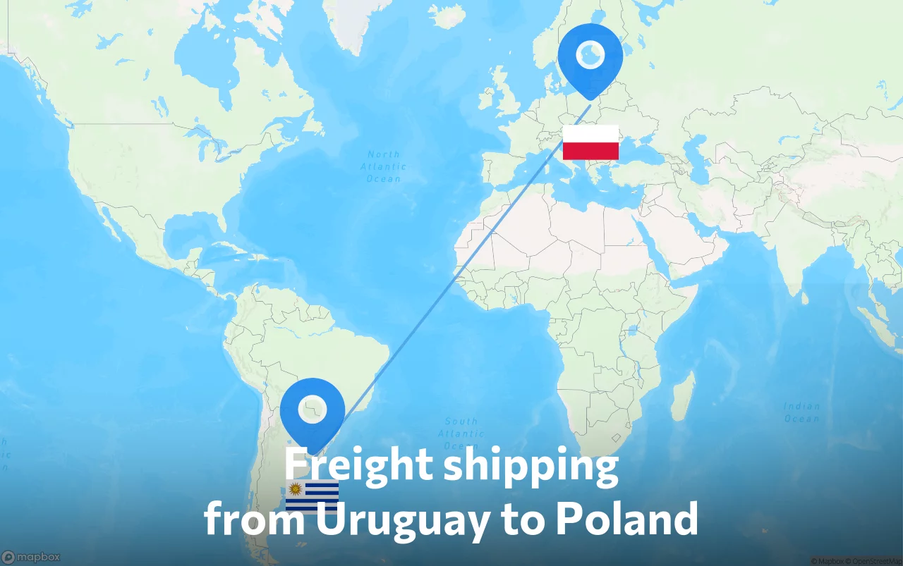 Shipping route from Uruguay to Poland