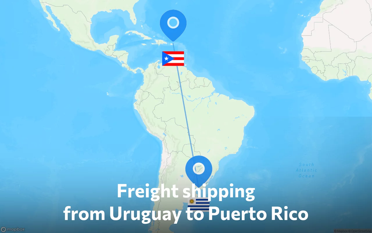 Shipping route from Uruguay to Puerto Rico