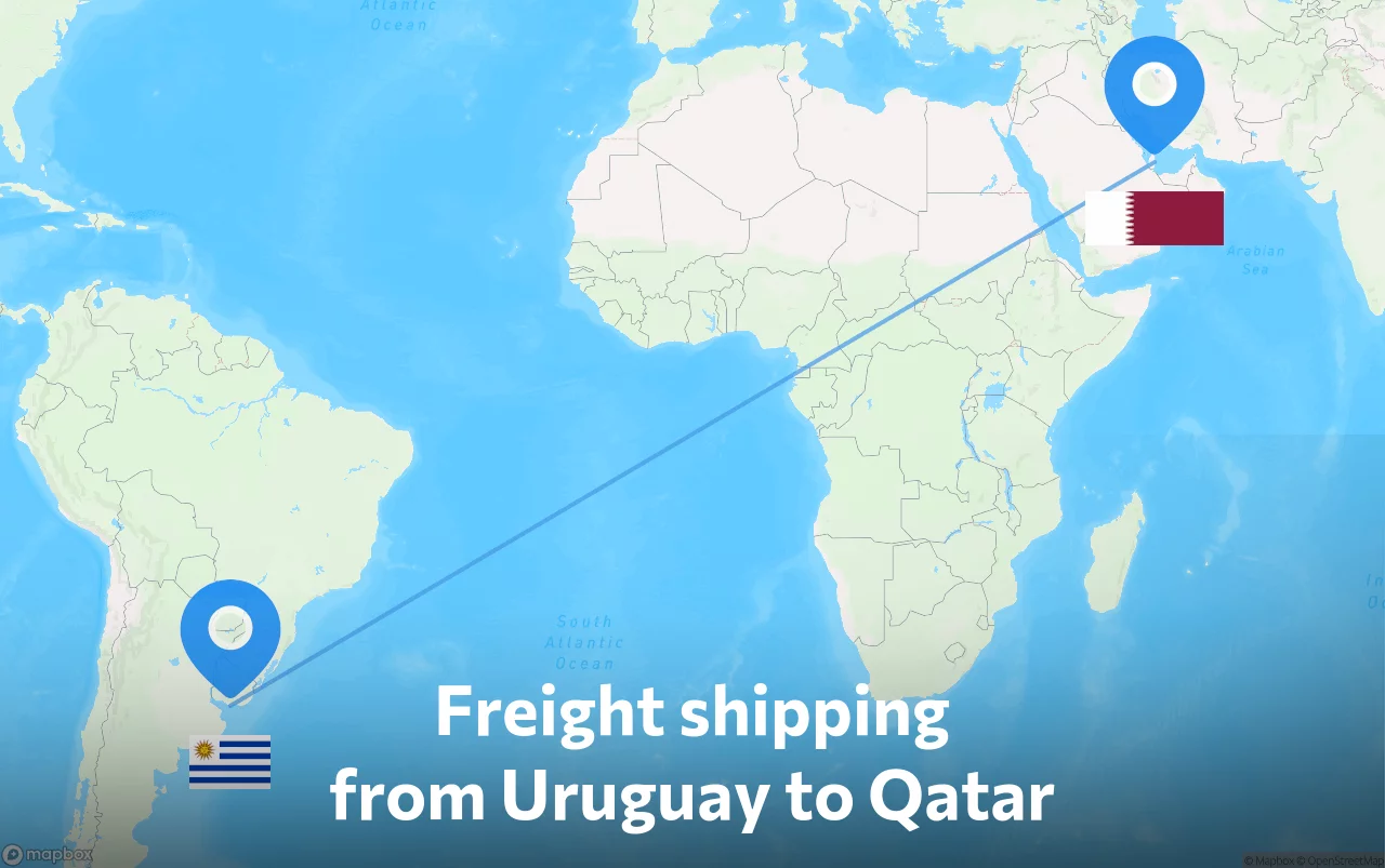 Shipping route from Uruguay to Qatar