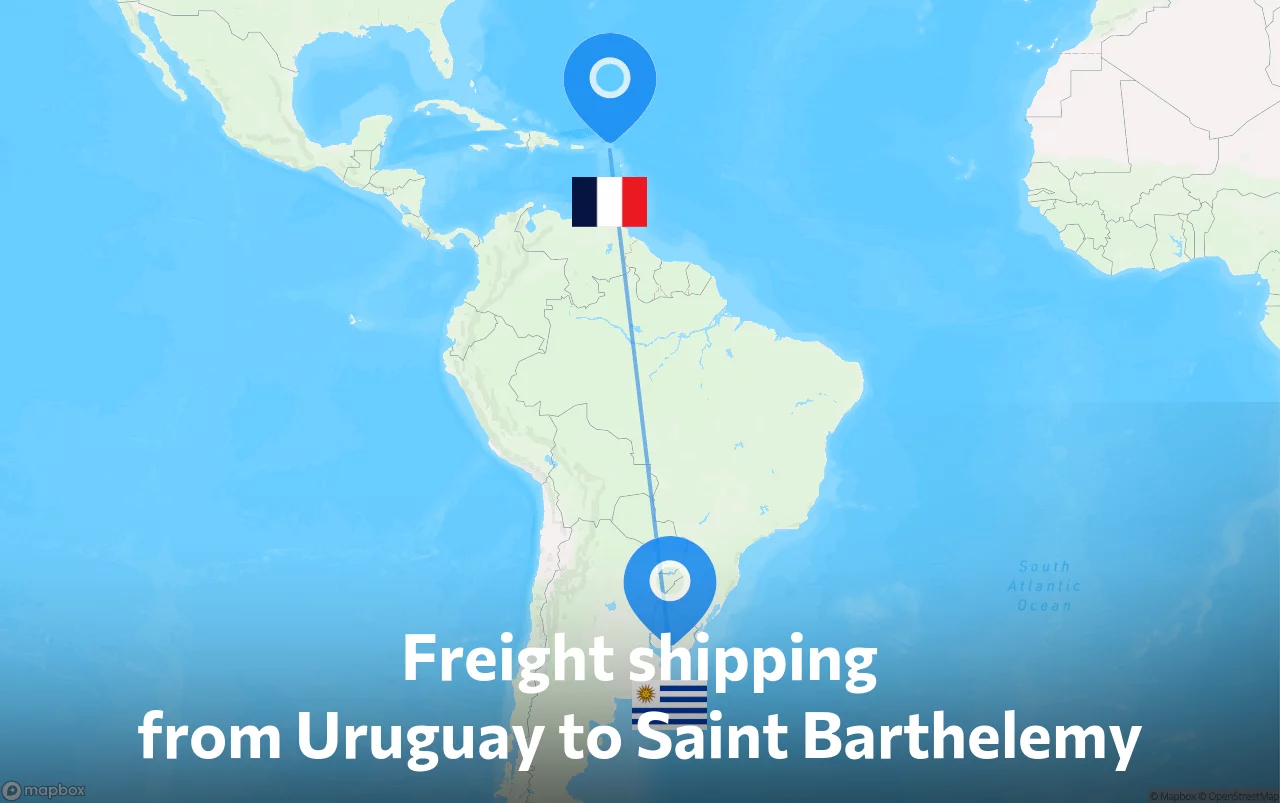 Shipping route from Uruguay to Saint Barthelemy