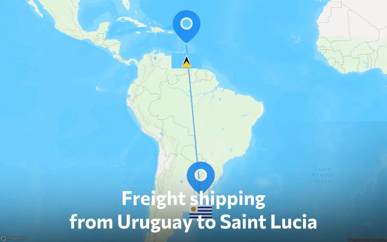 Shipping route from Uruguay to Saint Lucia
