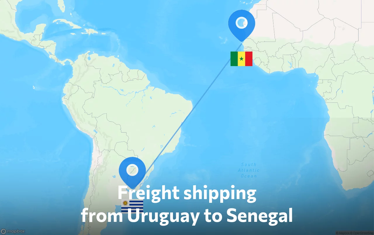 Shipping route from Uruguay to Senegal