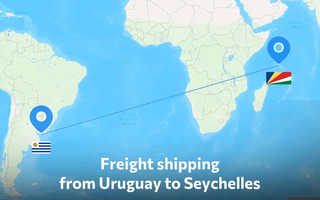 Shipping route from Uruguay to Seychelles