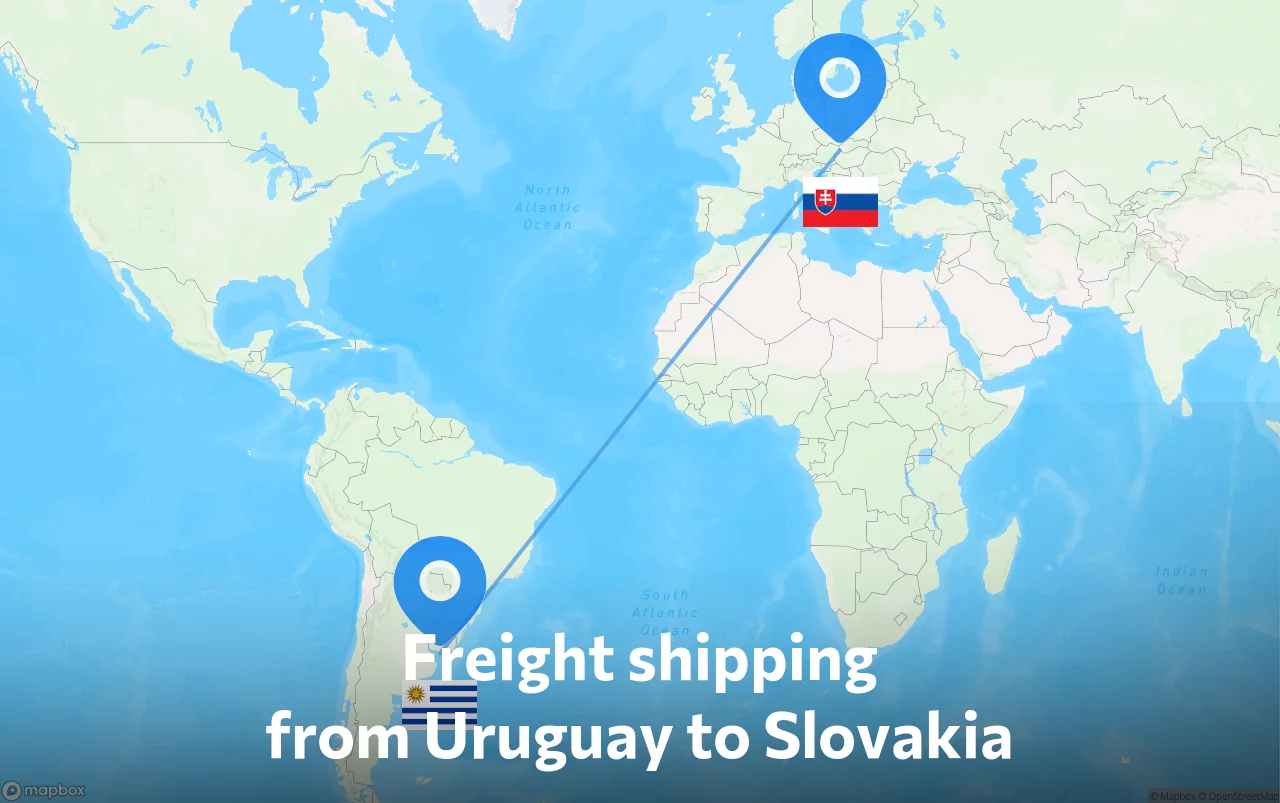 Shipping route from Uruguay to Slovakia