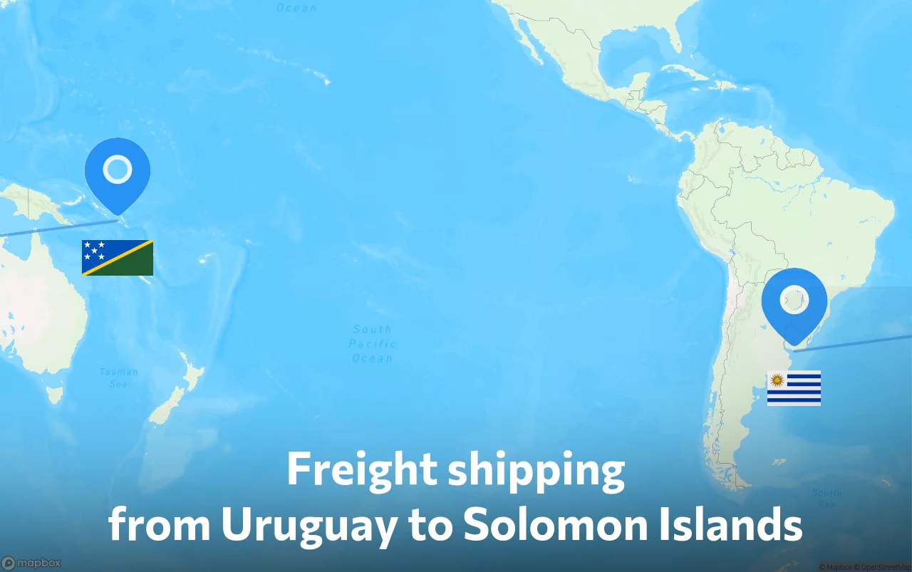 Shipping route from Uruguay to Solomon Islands