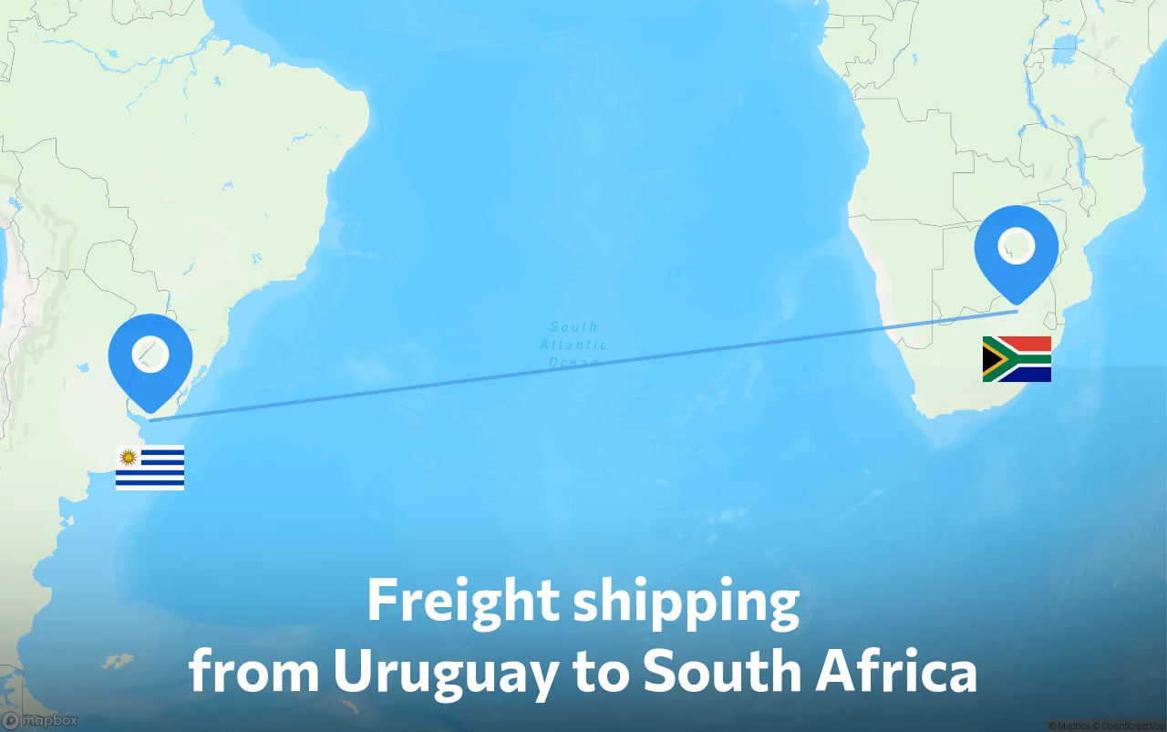 Shipping route from Uruguay to South Africa