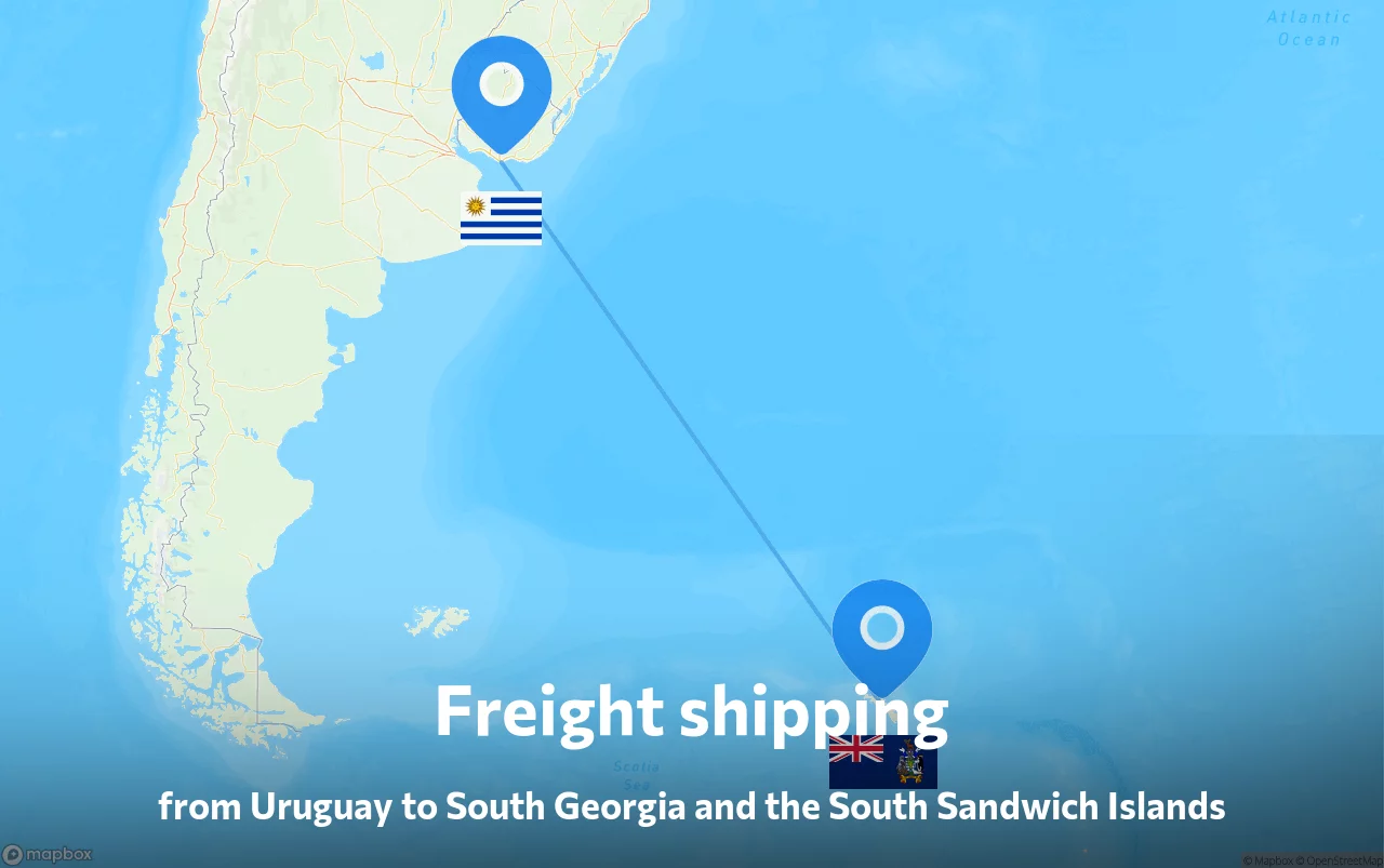 Shipping route from Uruguay to South Georgia and the South Sandwich Islands