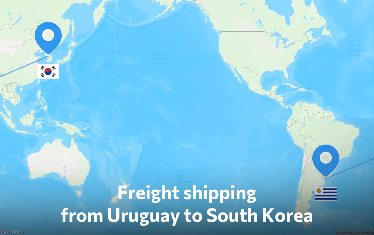 Shipping route from Uruguay to South Korea