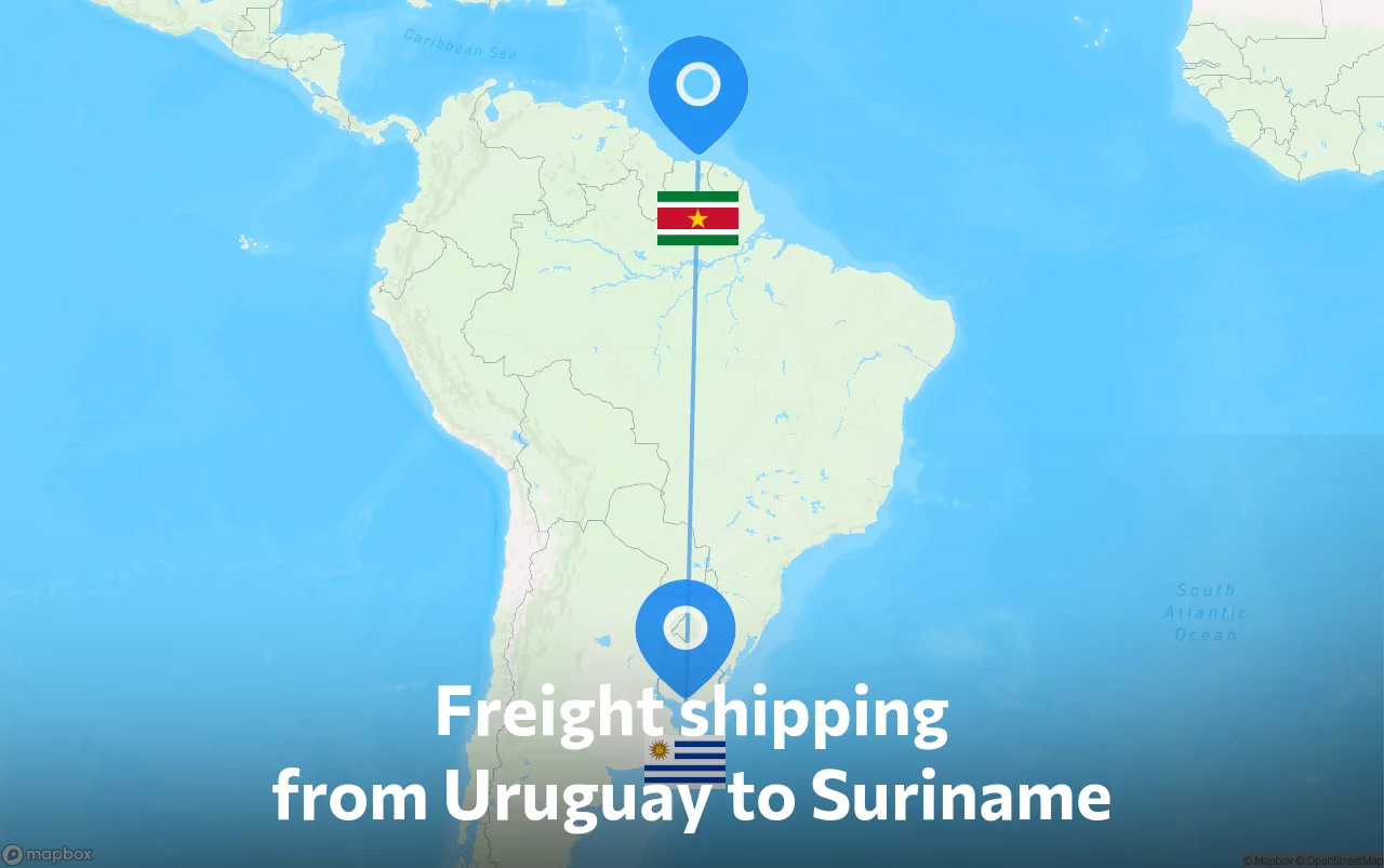 Shipping route from Uruguay to Suriname