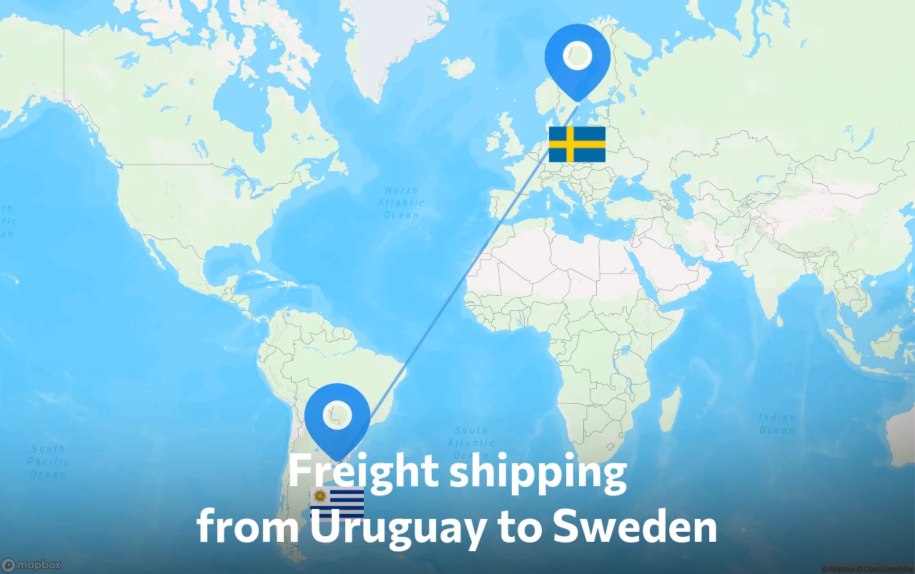 Shipping route from Uruguay to Sweden