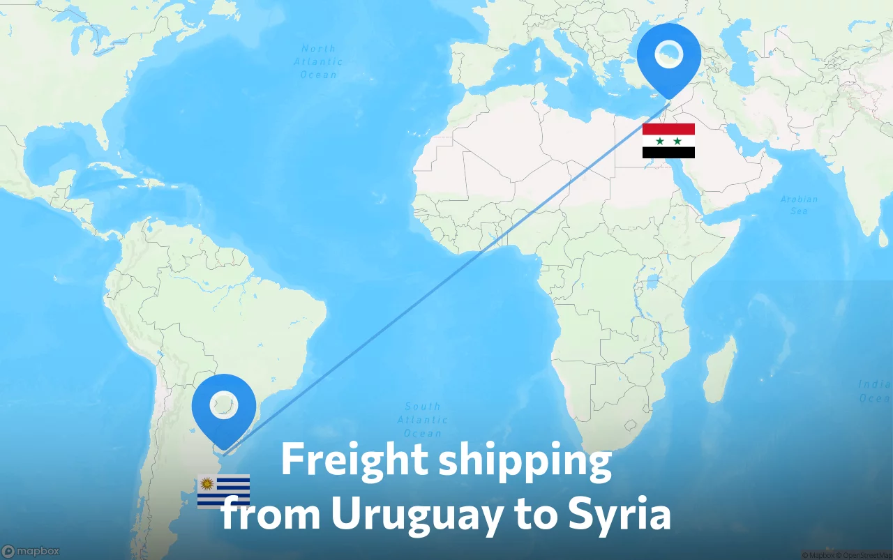 Shipping route from Uruguay to Syria