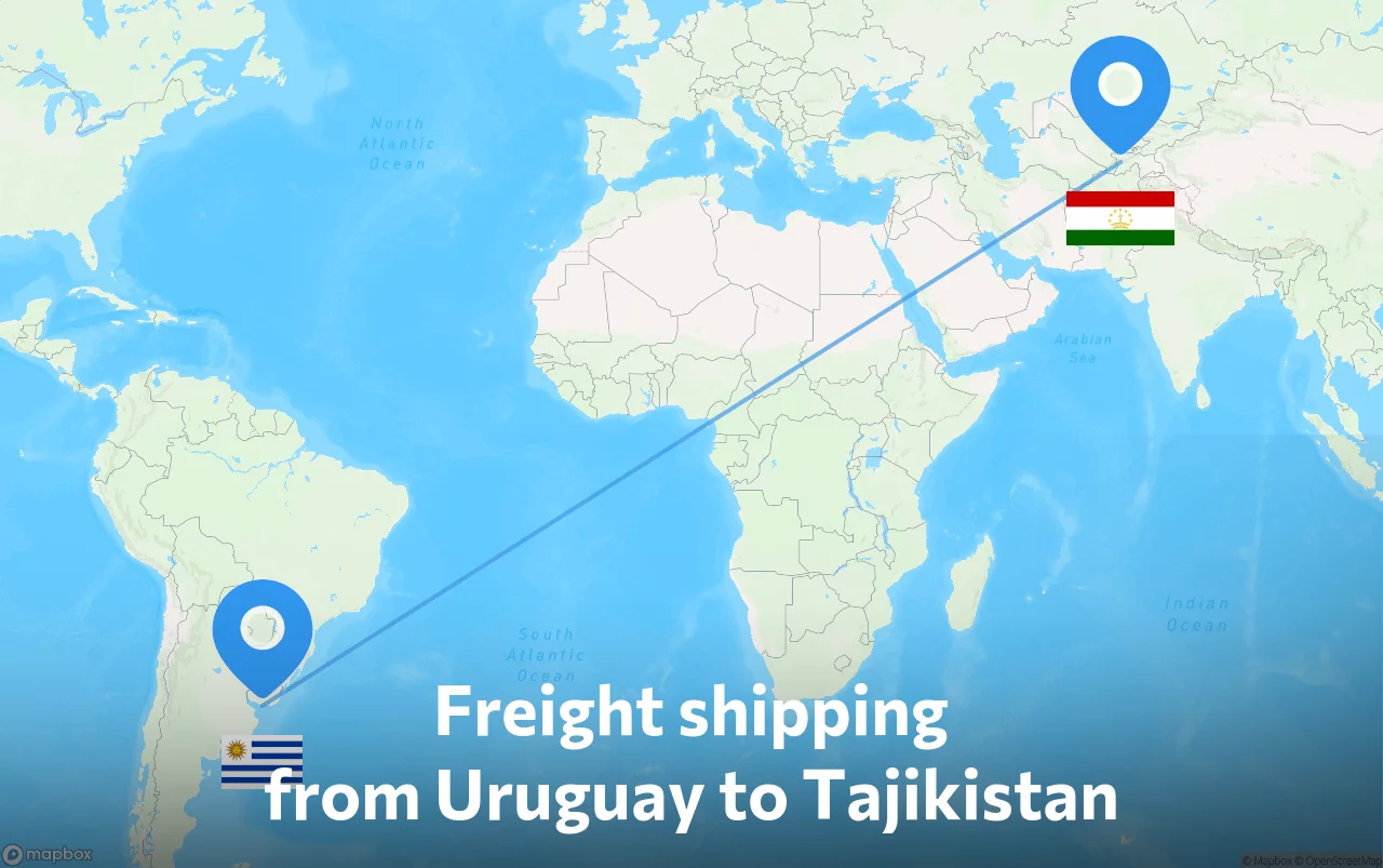 Shipping route from Uruguay to Tajikistan