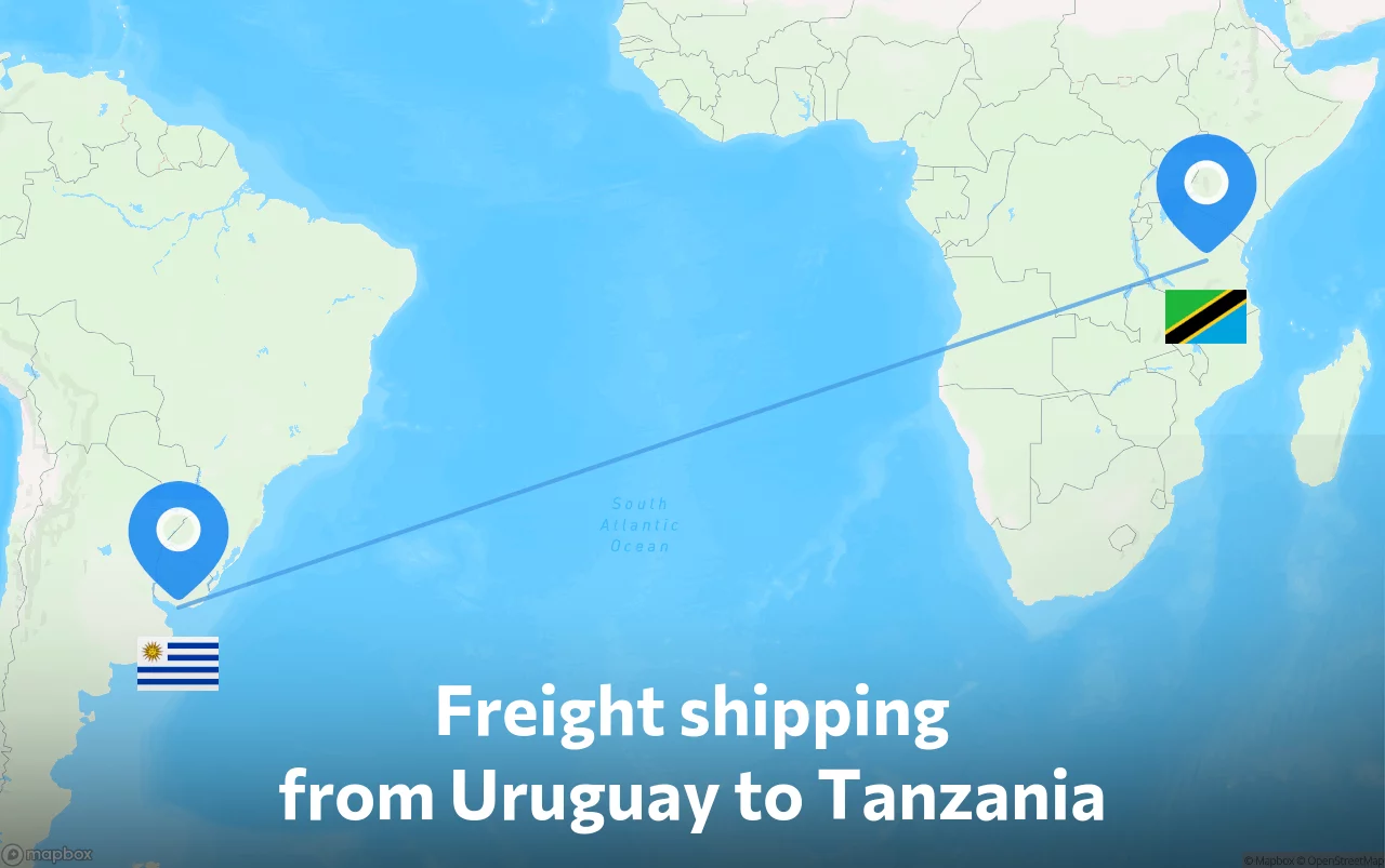 Shipping route from Uruguay to Tanzania