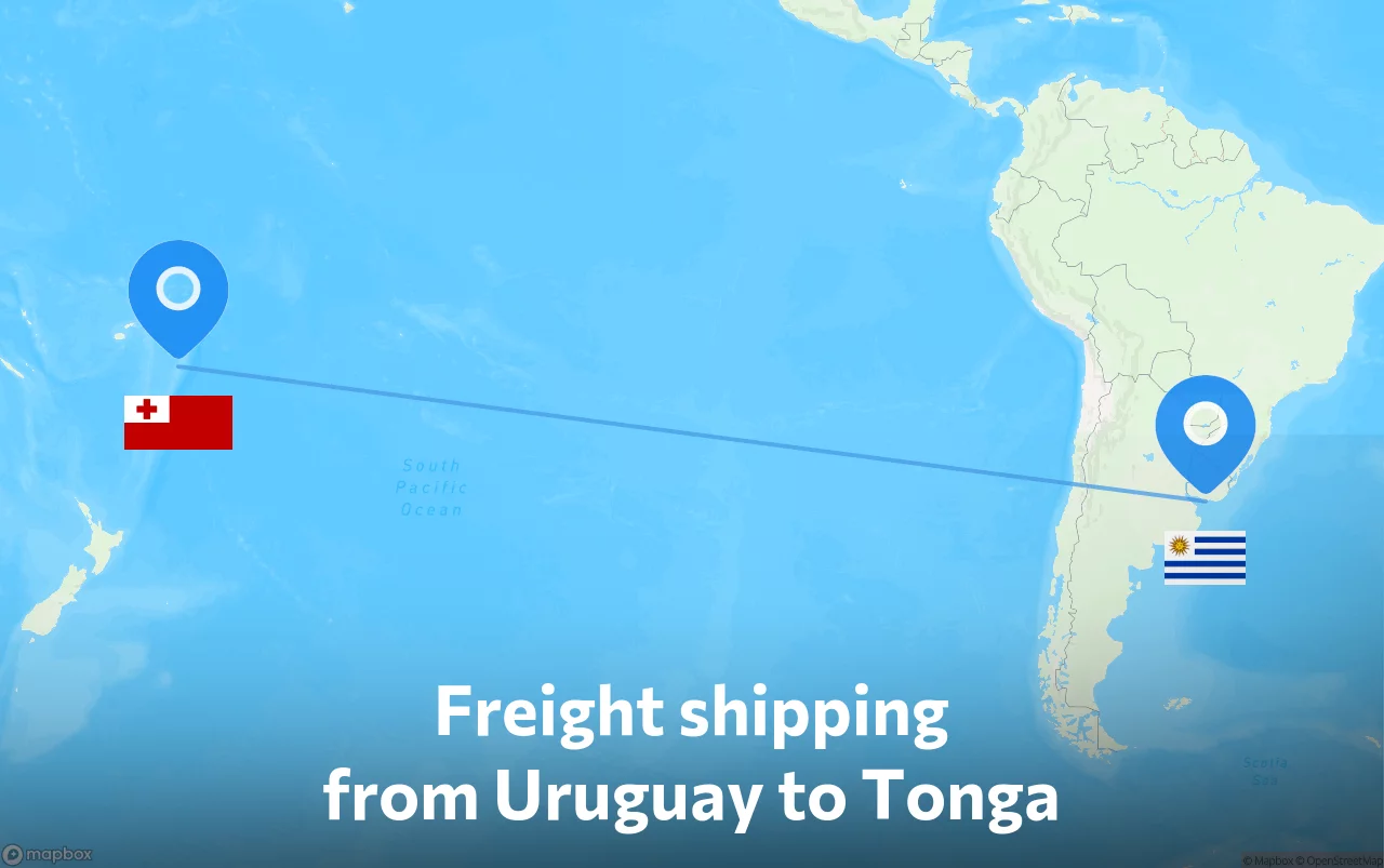 Shipping route from Uruguay to Tonga