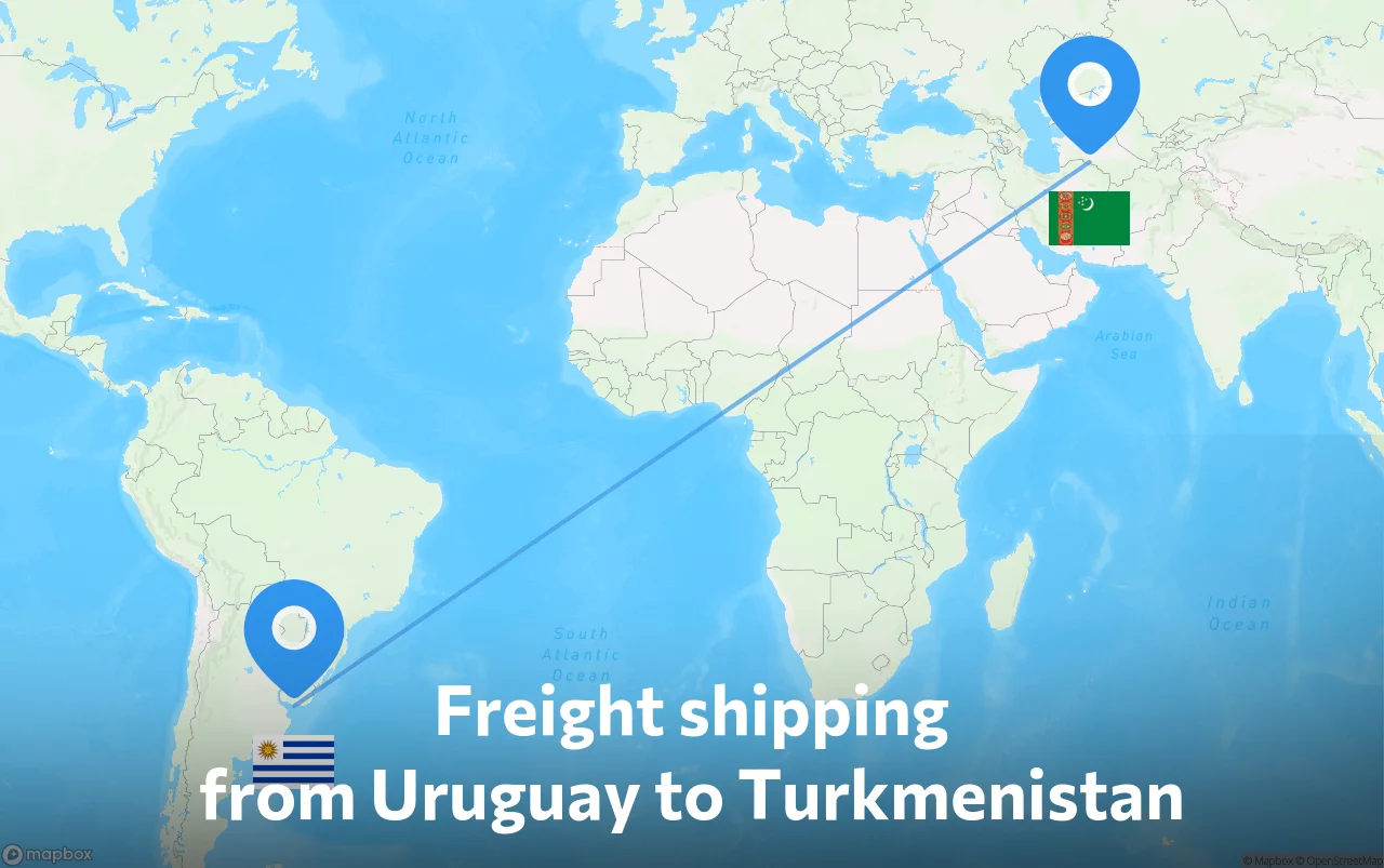 Shipping route from Uruguay to Turkmenistan