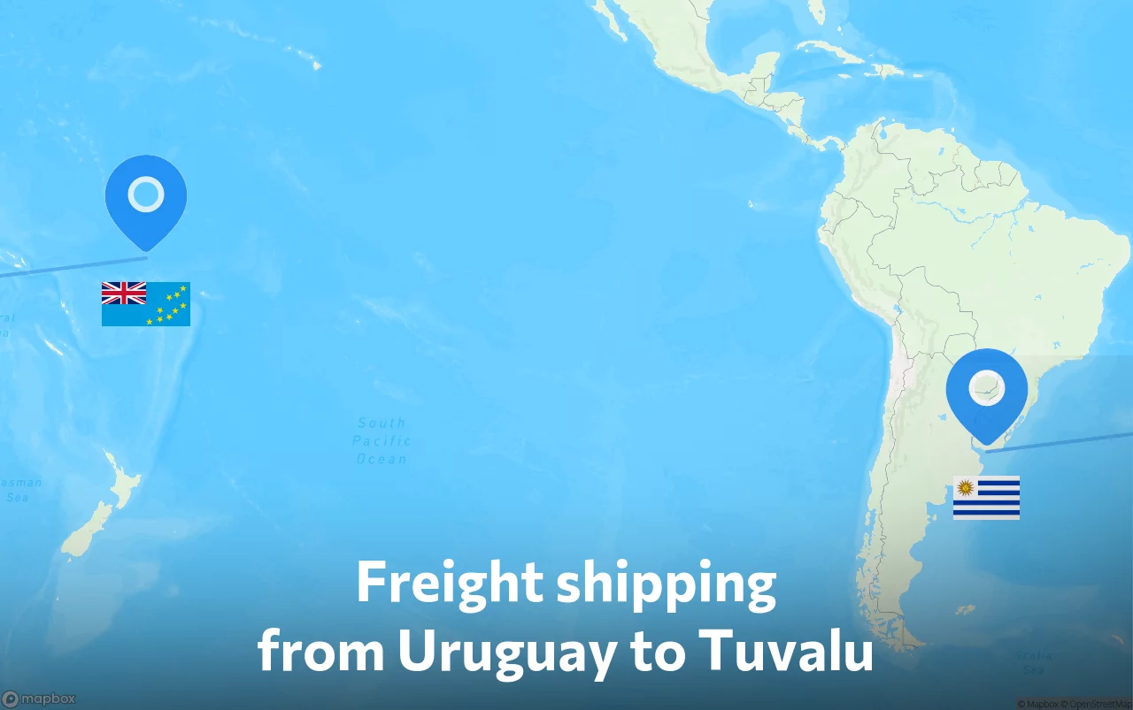Shipping route from Uruguay to Tuvalu
